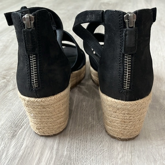 Eileen Fisher Wali Espadrille Wedge Sandals Leather Nubuck Black NEW Womens 8 - Picture 8 of 13